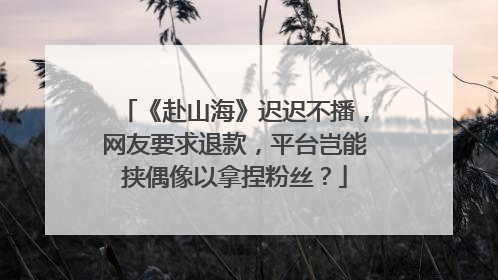《赴山海》迟迟不播，网友要求退款，平台岂能挟偶像以拿捏粉丝？