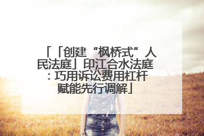 「创建“枫桥式”人民法庭」印江合水法庭：巧用诉讼费用杠杆 赋能先行调解