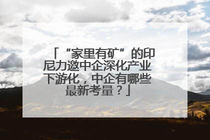“家里有矿”的印尼力邀中企深化产业下游化，中企有哪些最新考量？