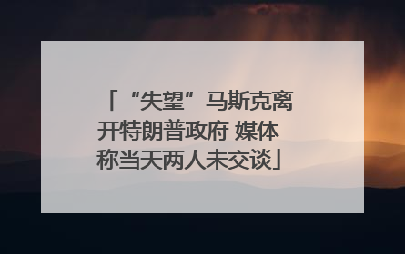 “失望”马斯克离开特朗普政府 媒体称当天两人未交谈