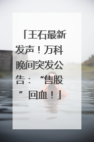 王石最新发声！万科晚间突发公告：“售股”回血！