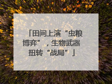 田间上演“虫粮博弈”，生物武器扭转“战局”