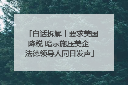 白话拆解丨要求美国降税 暗示施压美企 法德领导人同日发声