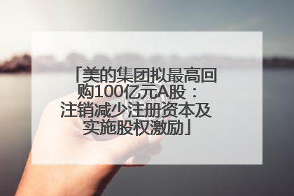 美的集团拟最高回购100亿元A股：注销减少注册资本及实施股权激励