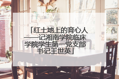 红土地上的育心人——记湘南学院临床学院学生第一党支部书记王世英