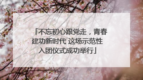 不忘初心跟党走，青春建功新时代 这场示范性入团仪式成功举行
