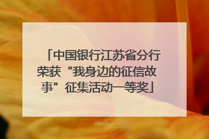 中国银行江苏省分行荣获“我身边的征信故事”征集活动一等奖