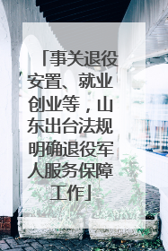 事关退役安置、就业创业等，山东出台法规明确退役军人服务保障工作