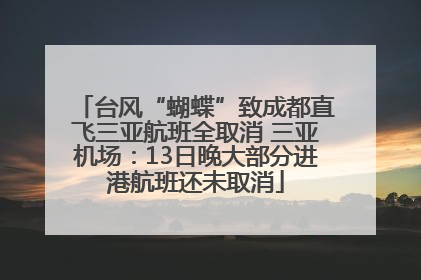 台风“蝴蝶”致成都直飞三亚航班全取消 三亚机场：13日晚大部分进港航班还未取消