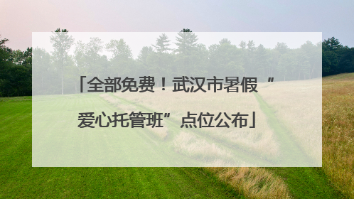 全部免费！武汉市暑假“爱心托管班”点位公布