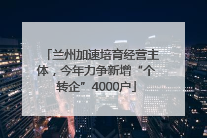 兰州加速培育经营主体，今年力争新增“个转企”4000户