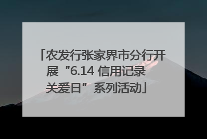 农发行张家界市分行开展“6.14 信用记录关爱日”系列活动