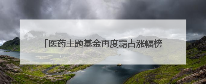 医药主题基金再度霸占涨幅榜！年内收益最高已超84%