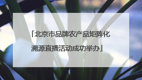 北京市品牌农产品矩阵化溯源直播活动成功举办