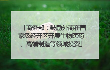 商务部：鼓励外商在国家级经开区开展生物医药、高端制造等领域投资