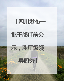 四川发布一批干部任前公示，涉厅级领导职务