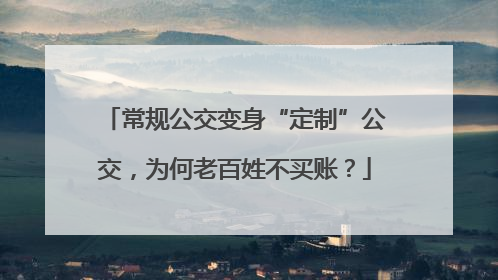 常规公交变身“定制”公交，为何老百姓不买账？