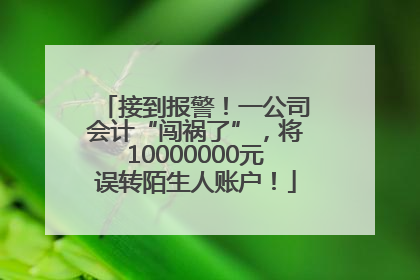 接到报警！一公司会计“闯祸了”，将10000000元误转陌生人账户！