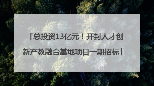 总投资13亿元！开封人才创新产教融合基地项目一期招标