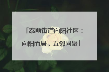 泰前街道向阳社区：向阳而居，五邻同聚