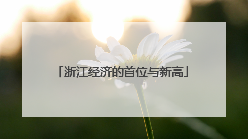 浙江经济的首位与新高