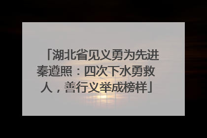 湖北省见义勇为先进秦遵照：四次下水勇救人，善行义举成榜样