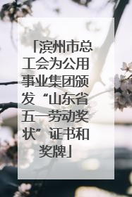 滨州市总工会为公用事业集团颁发“山东省五一劳动奖状”证书和奖牌