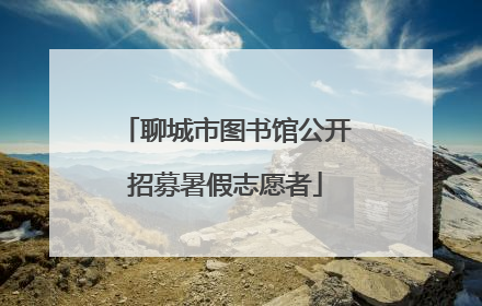 聊城市图书馆公开招募暑假志愿者