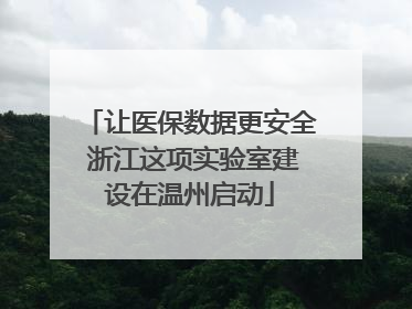 让医保数据更安全 浙江这项实验室建设在温州启动