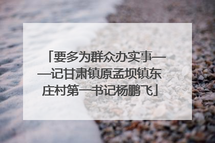 要多为群众办实事——记甘肃镇原孟坝镇东庄村第一书记杨鹏飞