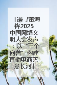 谦寻董海锋2025中国网络文明大会发声：以“三个向善”构建直播电商善意长河