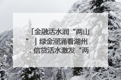 金融活水润“两山”｜绿金潮涌看湖州：信贷活水激发“两山”转化势能