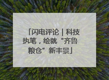 闪电评论｜科技执笔，绘就“齐鲁粮仓”新丰景