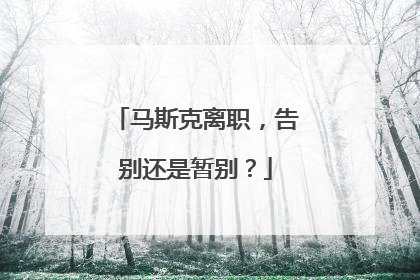 马斯克离职，告别还是暂别？