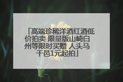 高端珍稀洋酒红酒低价拍卖 限量版山崎白州等限时买赠 人头马干邑1元起拍