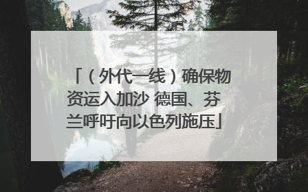 （外代一线）确保物资运入加沙 德国、芬兰呼吁向以色列施压