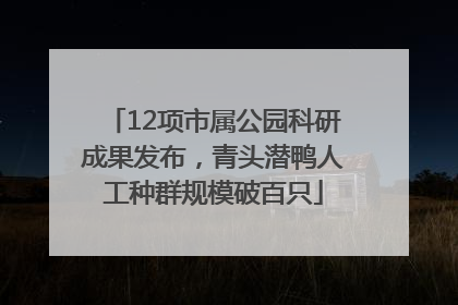 12项市属公园科研成果发布，青头潜鸭人工种群规模破百只